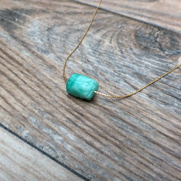 Amazonite choker, 14k gold filled, throat chakra, healing jewelry - Picture 4 of 8
